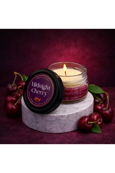 Solara Candles MIDNIGHT CHERRY, marmura, roz, mov,90g, ardere 25 h, lumanare ...
