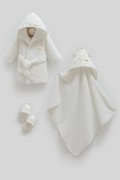 Caramell Premium Milano Men's Bathrobe Set Ecru