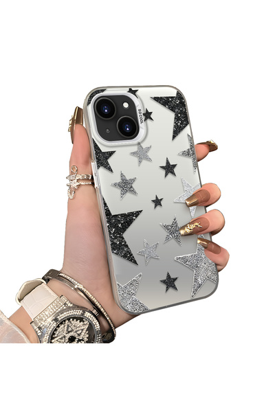 SLIMFELT iPhone 14 Plus/15 Plus Uyumlu Kaliteli zarif yıldız silikon kılıf, ş...