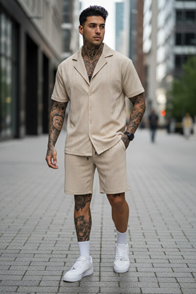 dehaine Summer set for men, shirt + shorts, men's short tracksuit C333A