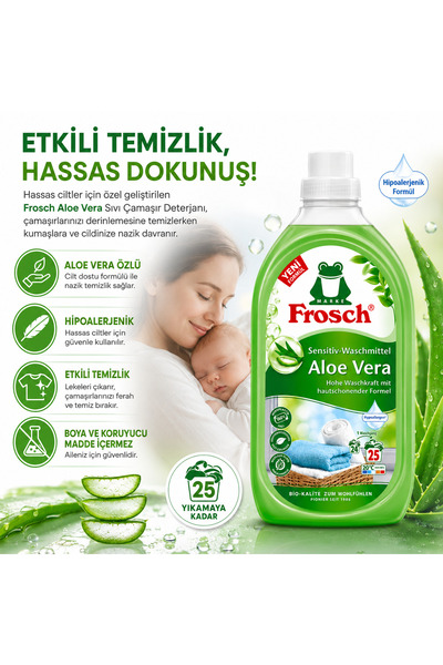 Frosch Aloe Vera Hassas Çamaşır Deterjanı 1500 ml 25 Yıkama Hipoalerjenik