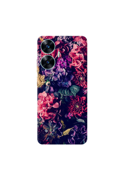 Other Realme C55 Purple and pink flowers Transparent Silicone TPU Θήκη