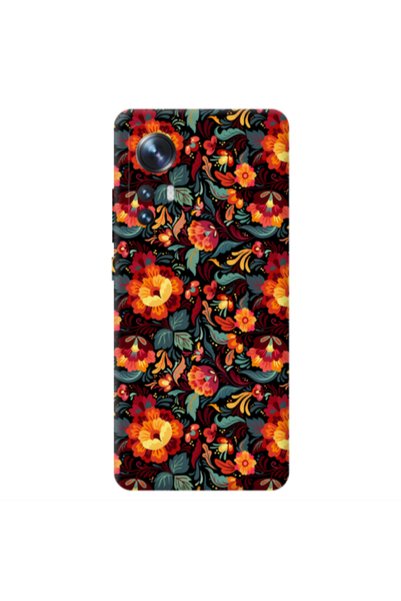 Other Xiaomi Mi 12 Orange flowers Transparent Silicone TPU Θήκη