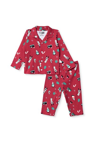 ebebek Hello Baby HelloBaby Erkek Bebek Pijama Takımı Yeniyıl Baskılı Düğmeli...