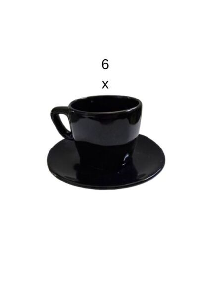 Cesiro Set de 6 cești cu farfurioară, 70 ml, Cesiro, Negru lucios