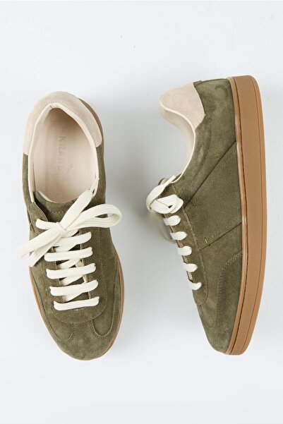 Krahe Calijero 2 Men's Genuine Leather Lace-Up Khaki-Beige Sneakers