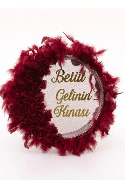 Evsay Kişiye Özel Kına Gelin Tefi Deri Tef Vurmalı Çalgı Def Kına Defi Otrişl...