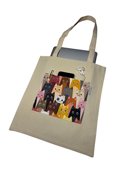 Smyrna Tote Bag with Pockets, Casual Tote Bag, Beach Bag, 100% Cotton Thick R...