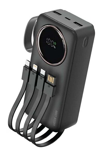 Green Lion باور بانك POWER PULSE 30 PD22.5W مع شاشة رقمية، وكابلات مدمجة وقاب...