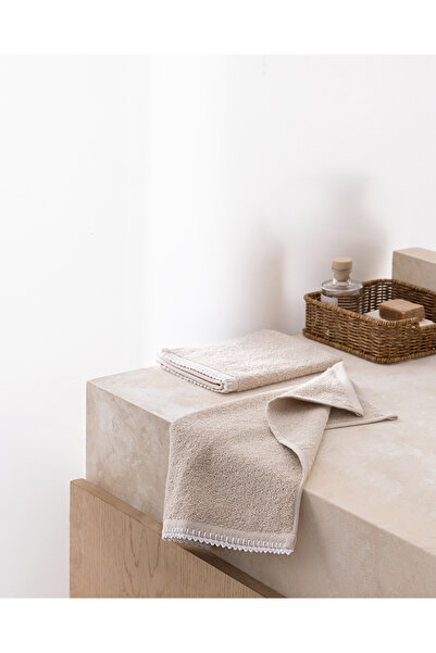 Madame Coco Aveline 2-Piece Crochet 100% Cotton Hand Towel - Beige/White - 30...