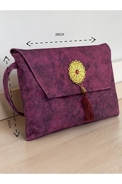Medrese Kitab Evi Kuran Kılıfı Çantası Kabı Cami Boy 25x28 Cm Bordo Renk Kura...