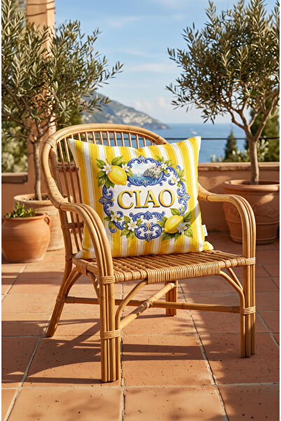 CANİLA Husă de pernă pătrată CIAO cu model Limoncello GALBEN 43 x 43 cm, cu d...