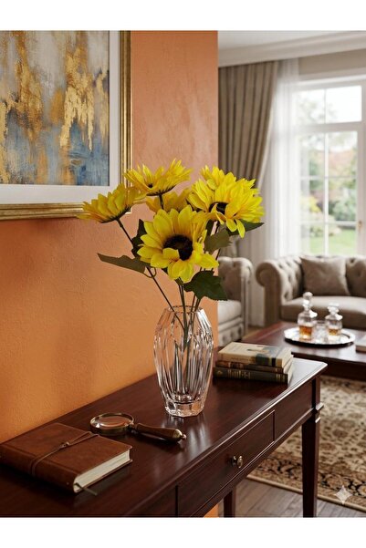 7 Branches Artificial Sunflower Bundle Real-Looking ( Flower Diameter 8 cm Total length 40 cm )