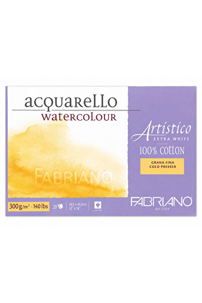 Fabriano Artistico Watercolor Notebook Extra White 20 Sheets Fine Grain 100% ...