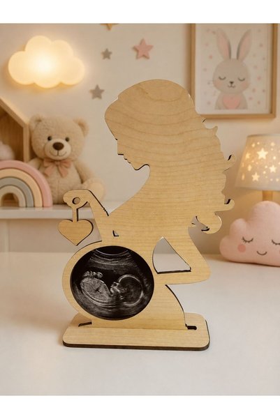 ArliaDesign İlk Fotoğrafım Ulturason Çerçevesi - Ahşap Anne Silüeti Dekoru