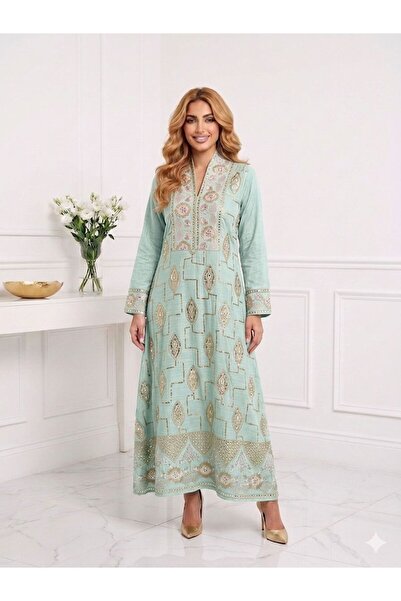 DAY BY DAY Women's Full Glitter Sequins Embroidered Thread Work Gown