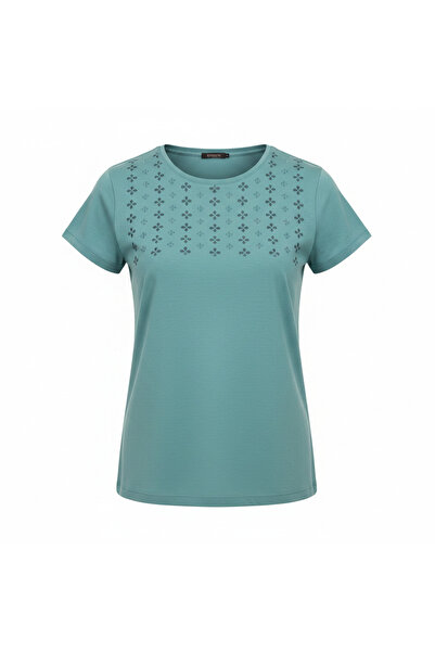 esmara Women's Teal Cotton Blouse with Eyelet Detail