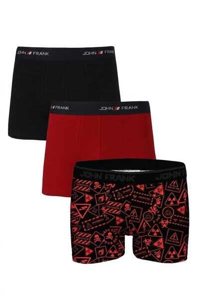 John Frank Logoed Cotton 3 Pack Boxer Men's Boxer Jfbs3