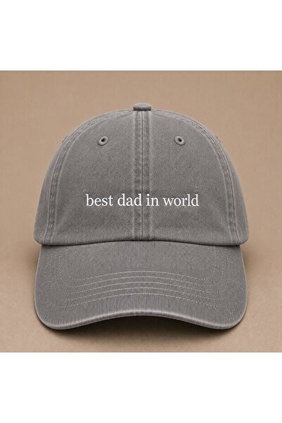 WeavedCo Best Dad in the World Embroidered Vintage Washed Hat Father's Day Sp...