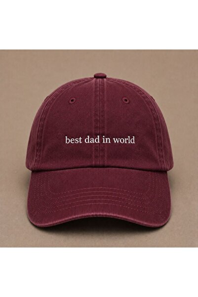 WeavedCo Best Dad in the World Embroidered Vintage Washed Hat Father's Day Sp...