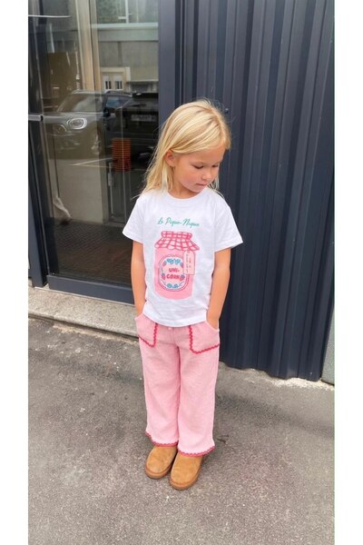 Bebibo Pocketed Tracksuit Printed T-Shirt Set for Girls
