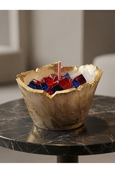 GLOWRA ARTISANS Hand-Painted Metallic Gold Leaf Rim, Jewel-Toned Crystal Gems...