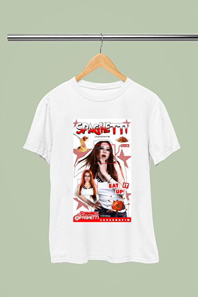MAGORS LE SSERAFIM K-POP BAND SPAGHETTI ALBUM ŠTAMPANA PAMUČNA MAJICA SA KRAT...