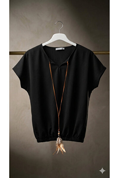 Sublime Butik Accessories Included Wide Sleeve Elastic Waist T-Shirt South Am...