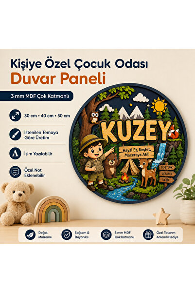 Kutup Yıldızı Tasarım Atölyesi Kişiye Özel Çocuk Odası Duvar Paneli Çok Katma...