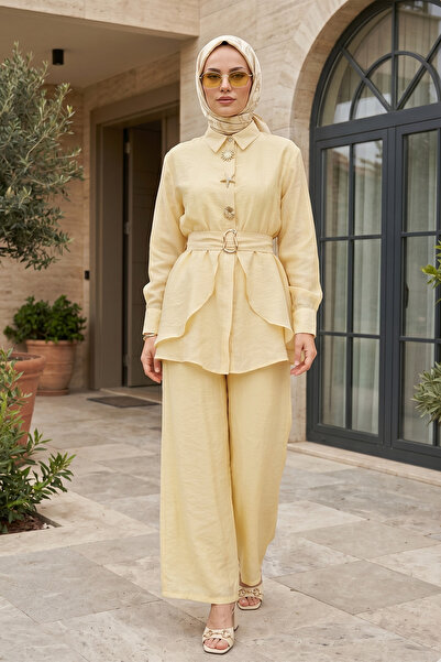 FERHEL Women's Special Cut Tunic and Trousers with Pockets - Lined Cupra Fabr...
