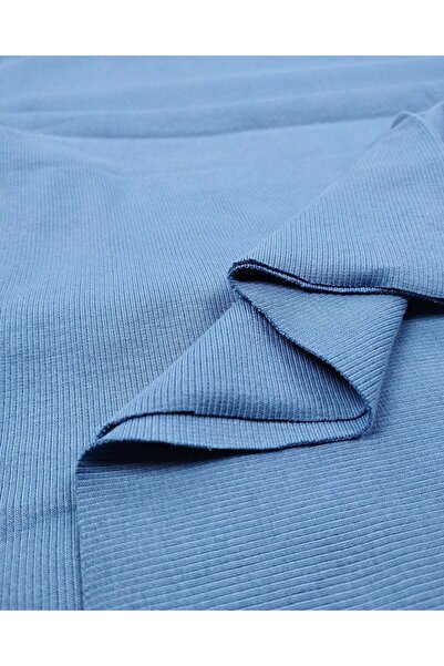 Kumaş Parça Ash Blue Camisole Ribbed Fabric Flexible Soft Bodysuit & Blouse T...
