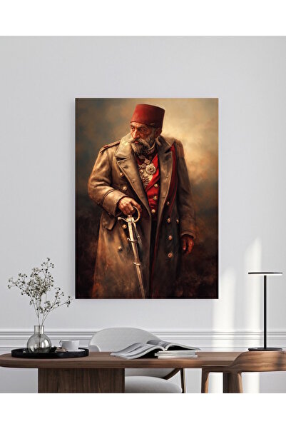 özkacar ABDÜLHAMİT HAN ÖZEL ÇİZİM Kanvas Tablo Ev Duvar Salon Ofis Hediyelik ...