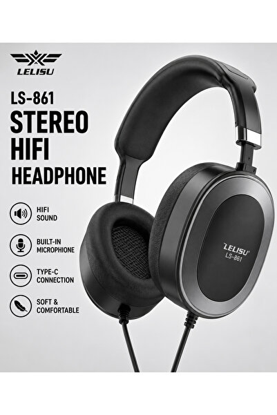 LELISU Premium Wired Headphones with HiFi Audio, Soft Ear Cushions & Type-C
