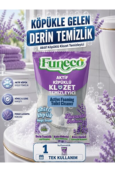 FUNECO Klozet Tuvalet WC Temizleyici, Aktif Köpüklü, Doğa Dostu, Lavanta Fera...