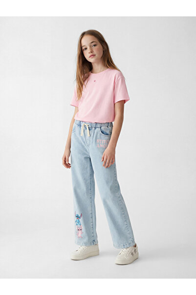 LC Waikiki Nevavm Wideleg Stitch Printed Girls' Jean Pants with a Difference