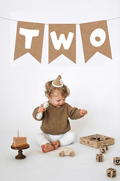 Sinek Kupası Tasarım Kraft Two Written Birthday Party Lettering Banner Thick ...