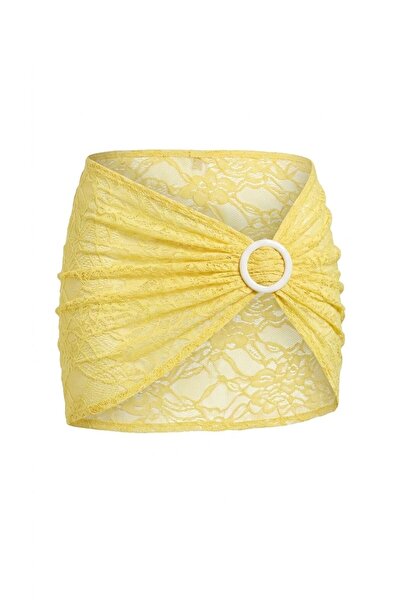 AQUELLA Buckle Lace Yellow Skirt
