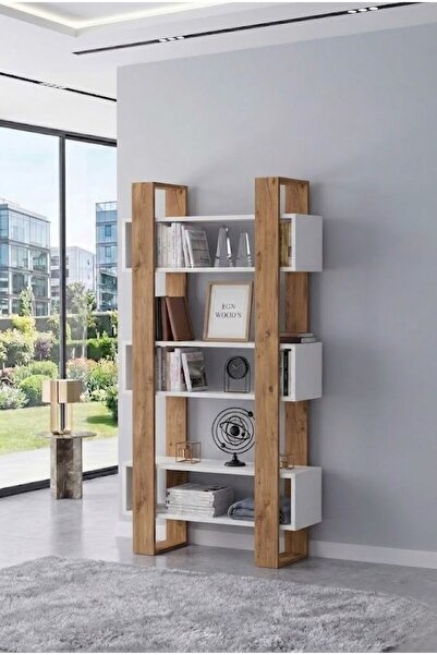 EGN WOODS Modern Dekoratif Kitaplık - 180x80 cm Kütüphane - Çok Renk Seçenekl...