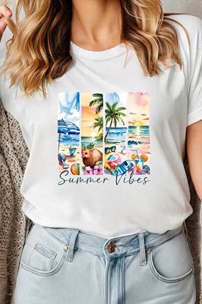 Sarah's Boutique Women's T-shirt – 100% cotton – Watercolor Beach
