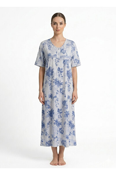 Noom Nightwear Short Cotton Nightgown Printed Flowers
