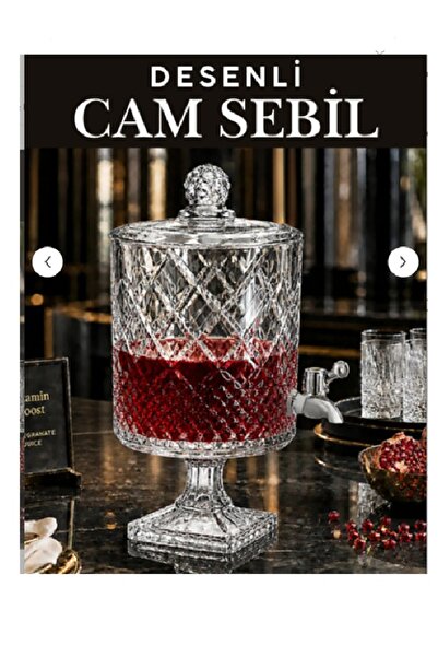 PONCİKPAZAR Kristal Cam Sebil, Damacana, Şerbetlik, Yağdanlık Musluklu 4.5 Lt...