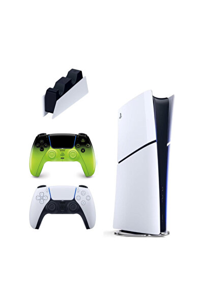 Sony Playstation 5 Slim dijital 825GB + 2.kol Dualsense Remix Green + Ps5 Şar...