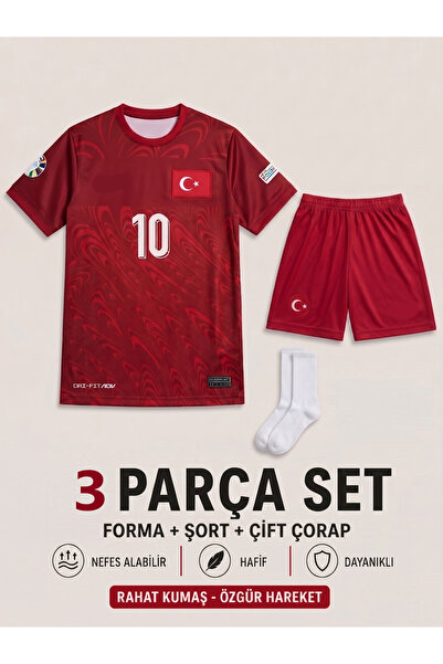 ZİLONG TÜRKİYE KIRMIZI ARDA GULER 8 MİLLİ TAKIM ÇOCUK FUTBOL FORMASI 3 PARÇA ...