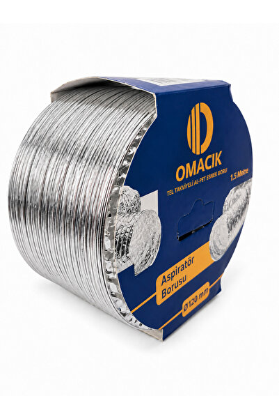 OMACIK Tel Takviyeli Alüminyum Aspiratör Borusu – 1.5 Metre, Ø120MM