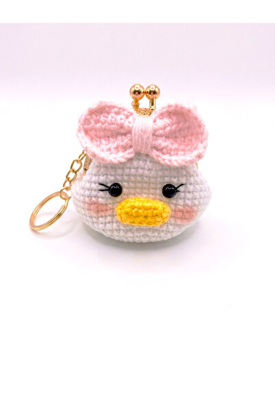 MİNOHOUSE Amigurumi Kız Ördek Figürlü Klipsli Mini Cüzdan ve Anahtarlık