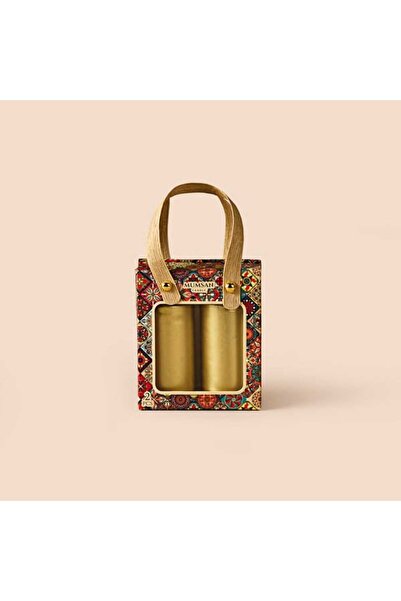 Ethnic 2-Piece Block Candle - Gold - 7x3 cm
