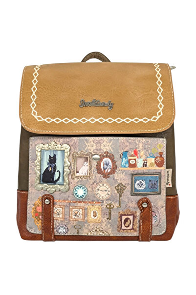 Sweet Candy Rucsac cu design de pisică, 2 compartimente și buzunar la spate p...