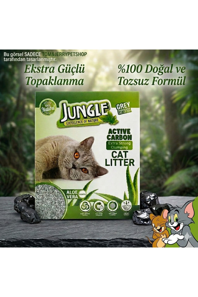 Jungle Aktif Karbonlu Aloe Veralı Ekstra Güçlü Topaklanma Kedi Kumu 6 Lt