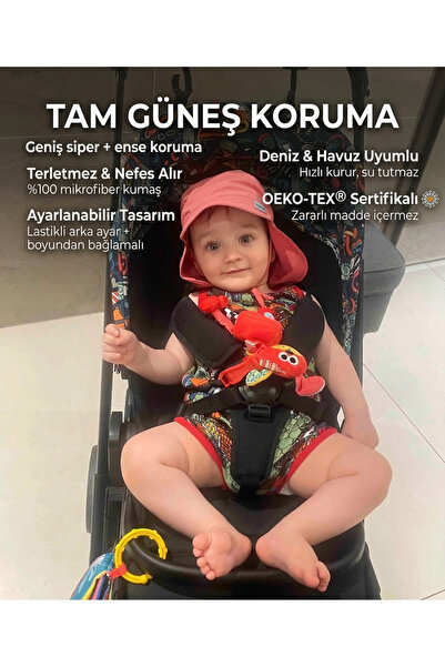 yorni 1-4 YAŞ Bebek Çocuk Güneş Şapkası Ense Korumalı Ayarlanabilir Su İtici ...