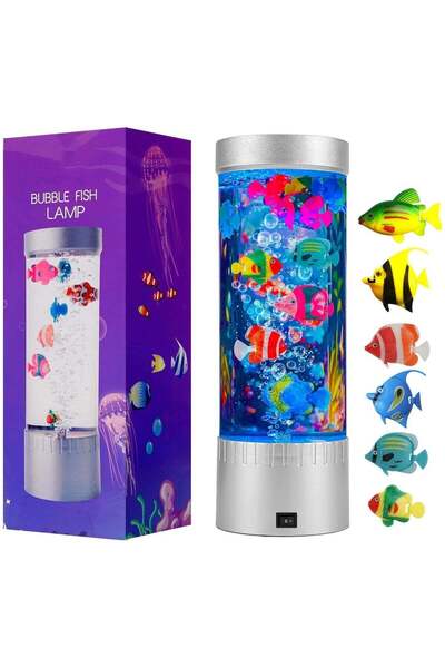 Gennext Bubble Fish Lamp LED Color Changing Night Light with Floating Fish fo...